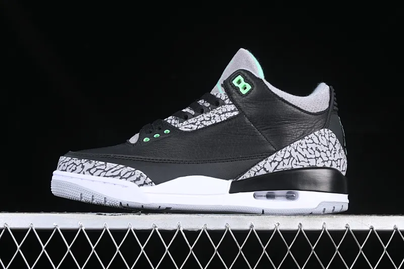 All categories Air Jordan Jordan series basketball shoes Air Jordan 3 Air Jordan 3 "Green Glow" AJ3 Joe 3 black and green full head layer CT8532-031